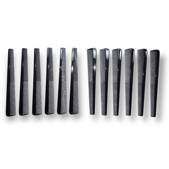 Black Barber Hairdresser Comb - 12 Pack 1/4” Styling Plastic Tool Weave Cornrows - Picture 1 of 2